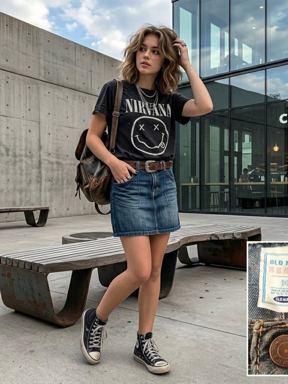 Old Navy Girls size 14 VTG denim blue jean mini skirt, 4 pockets. cotton, Grunge